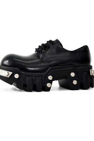 Men's Thick-Soled Derby Shoes with Elevated Height, Gear-Bottom Leather Platform Footwear, Stylish Casual Fashion