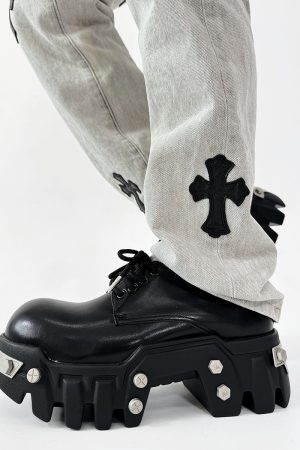 Men's Thick-Soled Derby Shoes with Elevated Height, Gear-Bottom Leather Platform Footwear, Stylish Casual Fashion