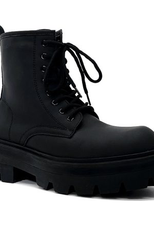 Men's Thick-Soled Height-Increasing Martin Boots, Trendy Zipper Motorcycle Style, British Genuine Leather High-Top Winter Work Boots