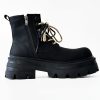 Men's Thick-Soled High-Top Martin Boots, Carbon Black American Derby Style, Winter Fleece Snow Boots, Motorcycle Boots for Women
