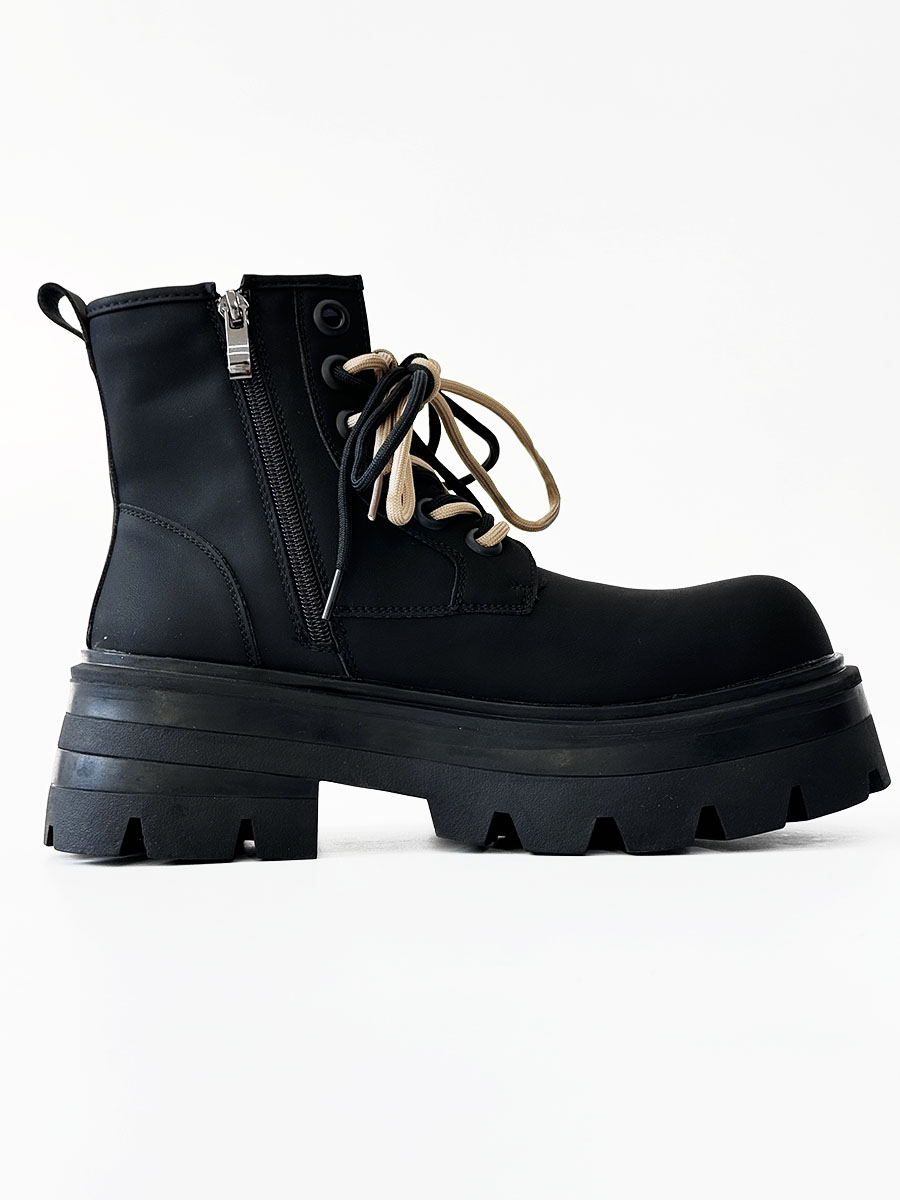 Men's Thick-Soled High-Top Martin Boots, Carbon Black American Derby Style, Winter Fleece Snow Boots, Motorcycle Boots for Women Men's Thick-Soled High-Top Martin Boots, Carbon Black American Derby Style, Winter Fleece Snow Boots, Motorcycle Boots for Women