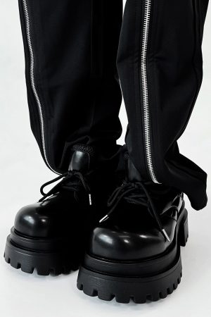 Men's Thick-Soled Platform Derby Shoes - High-End Korean Style Round-Toe Leather, Trendy Height-Increasing British Design