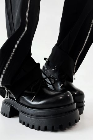 Men's Thick-Soled Platform Derby Shoes - High-End Korean Style Round-Toe Leather, Trendy Height-Increasing British Design