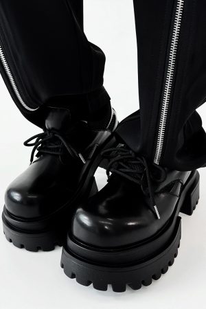 Men's Thick-Soled Platform Derby Shoes - High-End Korean Style Round-Toe Leather, Trendy Height-Increasing British Design