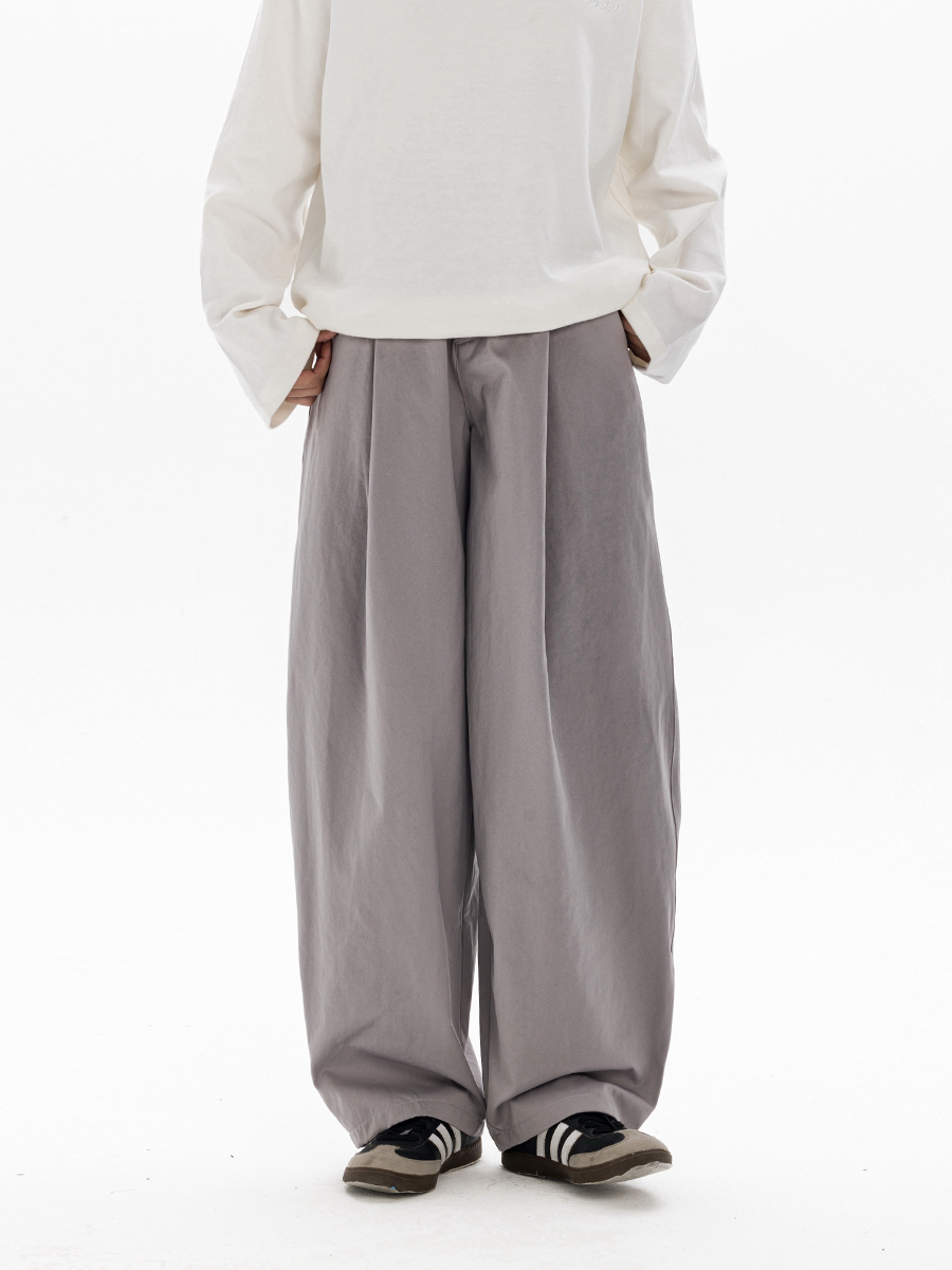 Men's Wide-Leg Casual Pants with Curved Blade Design & Elastic Waist - Versatile Spring Trend for 90s Inspired Style Men's Wide-Leg Casual Pants with Curved Blade Design & Elastic Waist - Versatile Spring Trend for 90s Inspired Style