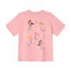 Mermaid Print Short-Sleeve T-Shirt for Women, Loose Fit Summer Top, Trendy 2025 Style, Casual Petite Fashion