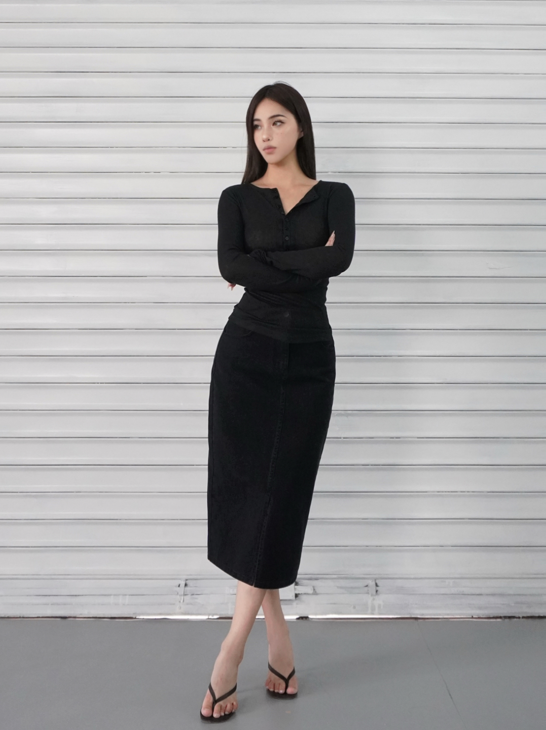 Microé€ä¿®èº«å¼€æ‰£å‘æ¡çº¹é•¿è¢–上衣 - Fashionable Slim Fit Striped Long Sleeve Top for Chic 90s & Y2K Style Microé€ä¿®èº«å¼€æ‰£å‘æ¡çº¹é•¿è¢–上衣 - Fashionable Slim Fit Striped Long Sleeve Top for Chic 90s & Y2K Style