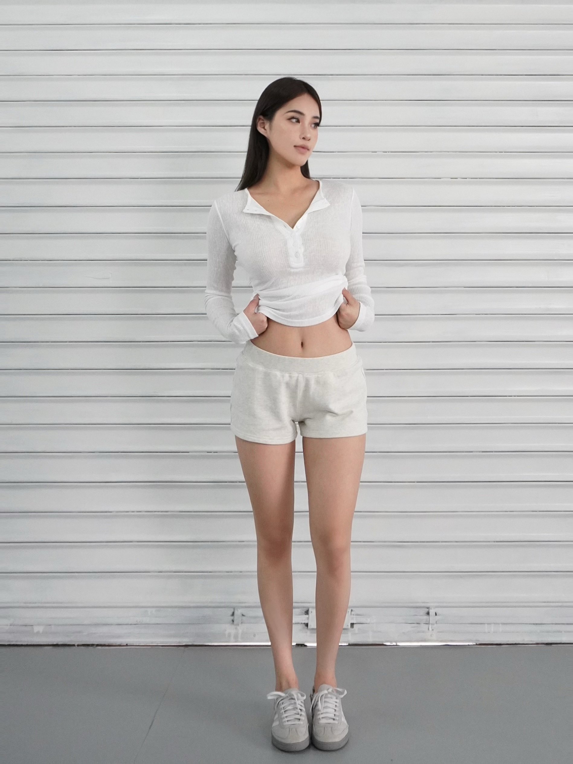 Microé€ä¿®èº«å¼€æ‰£å‘æ¡çº¹é•¿è¢–上衣 - Fashionable Slim Fit Striped Long Sleeve Top for Chic 90s & Y2K Style Microé€ä¿®èº«å¼€æ‰£å‘æ¡çº¹é•¿è¢–上衣 - Fashionable Slim Fit Striped Long Sleeve Top for Chic 90s & Y2K Style