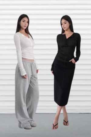 Microé€ä¿®èº«å¼€æ‰£å‘æ¡çº¹é•¿è¢–ä¸Šè¡£ - Fashionable Slim Fit Striped Long Sleeve Top for Chic 90s & Y2K Style