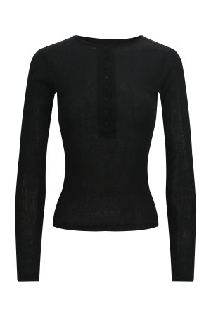 Microé€ä¿®èº«å¼€æ‰£å‘æ¡çº¹é•¿è¢–ä¸Šè¡£ - Fashionable Slim Fit Striped Long Sleeve Top for Chic 90s & Y2K Style