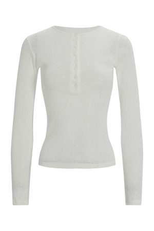 Microé€ä¿®èº«å¼€æ‰£å‘æ¡çº¹é•¿è¢–上衣 - Fashionable Slim Fit Striped Long Sleeve Top for Chic 90s & Y2K Style