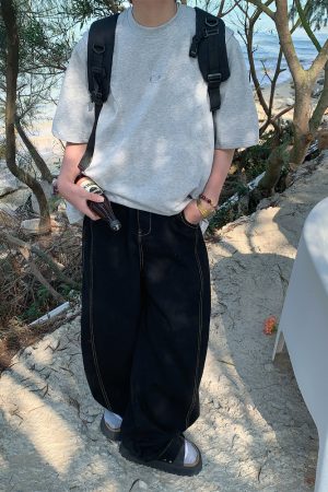 Mid-Century American Vintage Letter Embroidery Cut Short Sleeve T-shirt for Men and Women - Summer Regular Fit Versatile Tee