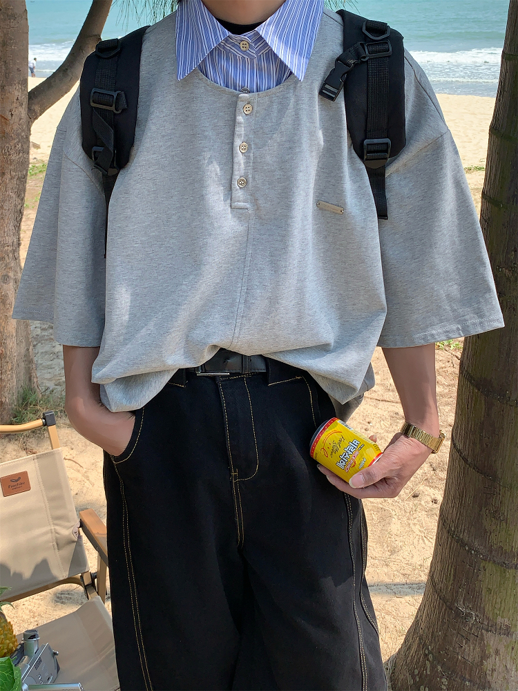 Mid-Century Vintage Style Two-Piece Polo Shirt - Short Sleeve Unisex Summer Top - Versatile Loose Fit Fashion 2025 Mid-Century Vintage Style Two-Piece Polo Shirt - Short Sleeve Unisex Summer Top - Versatile Loose Fit Fashion 2025