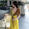 Mid-Length Color-Blocking U-Neck Sleeveless Dress Two-Piece Set - Women's Temperament Style