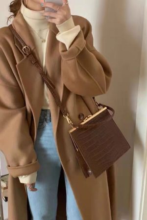 Mid-Length Gray Double-Sided Cashmere Coat for Women - 2024 Autumn Winter High-End Thick Woolen Outerwear