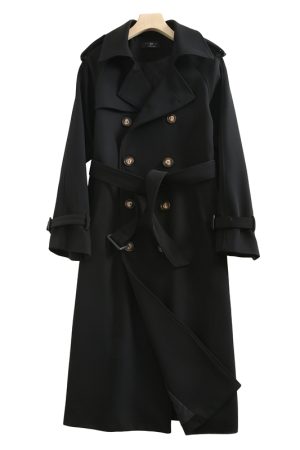 Mid-Length Khaki Trench Coat for Women, Petite, Korean Chic Casual Vintage Overcoat with Waist Definition, 2025 New Style