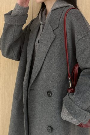 Mid-Length Oatmeal Cashmere Coat for Women, Double-Sided Thick Woolen Outerwear, Fall/Winter 2024, Petite Sizes