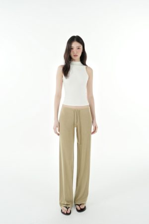 Mid-Low Waist Draped Cool Feeling Floor-Length Casual Pants for Effortless 90s-Inspired Style