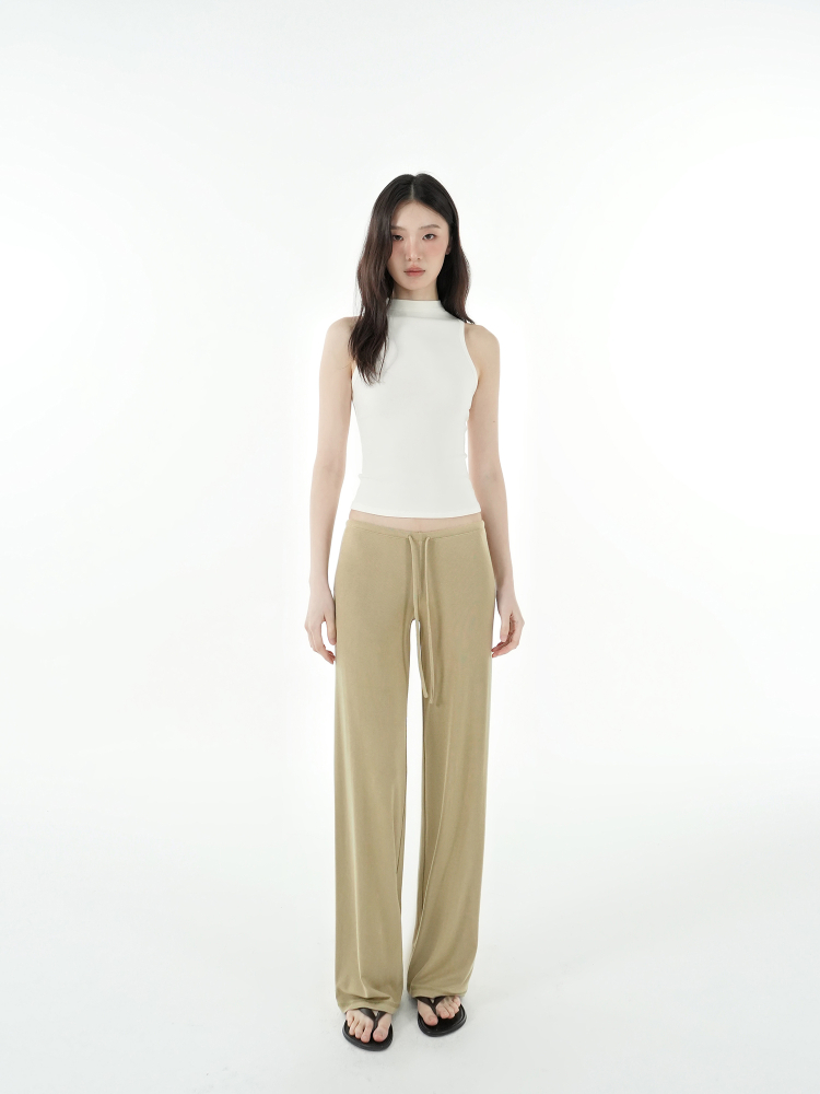 Mid-Low Waist Draped Cool Feeling Floor-Length Casual Pants for Effortless 90s-Inspired Style Mid-Low Waist Draped Cool Feeling Floor-Length Casual Pants for Effortless 90s-Inspired Style