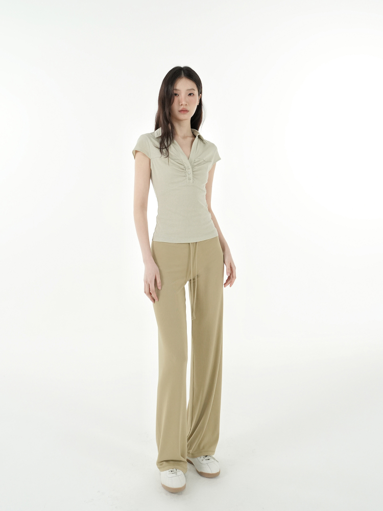 Mid-Low Waist Draped Cool Feeling Floor-Length Casual Pants for Effortless 90s-Inspired Style Mid-Low Waist Draped Cool Feeling Floor-Length Casual Pants for Effortless 90s-Inspired Style