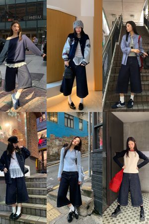 Mid-Low Waist Loose Straight Wide-Leg Denim Pants for Women - Original Color, 8-Point, Spring 2025 Fashion