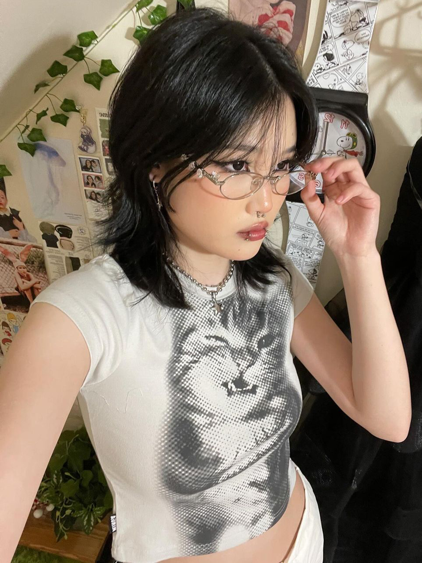 Milk Fierce Cat Graphic T-Shirt for Women, Cute Millennial Style, High-Waisted Summer Short Sleeve, Trendy Y2K Fashion Milk Fierce Cat Graphic T-Shirt for Women, Cute Millennial Style, High-Waisted Summer Short Sleeve, Trendy Y2K Fashion