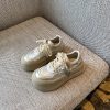 Milk Tea Color Round Toe Women's Casual Sneakers - Thick-Soled Height-Increasing Sports Shoes for Outdoor Style 2025