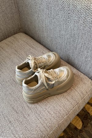 Milk Tea Color Round Toe Women's Casual Sneakers - Thick-Soled Height-Increasing Sports Shoes for Outdoor Style 2025