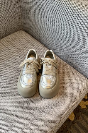 Milk Tea Color Round Toe Women's Casual Sneakers - Thick-Soled Height-Increasing Sports Shoes for Outdoor Style 2025