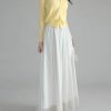 Milk White High-Waisted Swing Skirt, Cotton-Linen Blend, Wrinkle-Resistant, Floor-Length Drape for Women - 2025 Spring/Summer Fashion