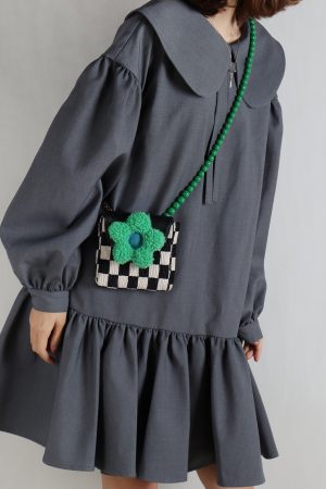 Mini Cute Checkered Floral Crossbody Phone Bag for Women - Spring/Summer Fashion, Trendy Niche Design