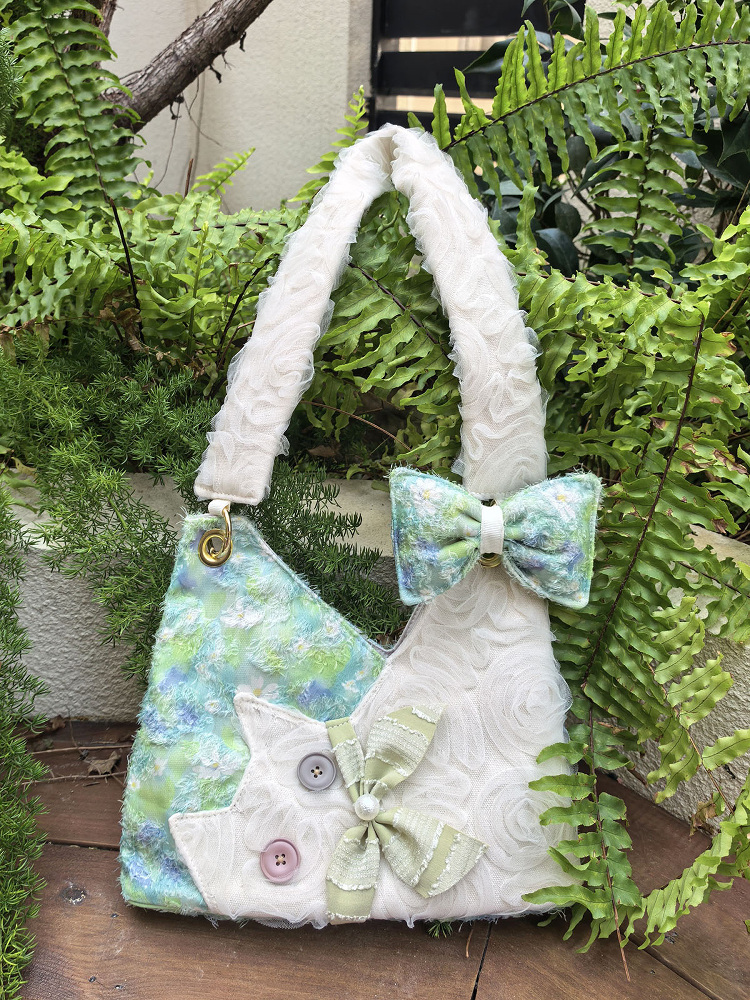 Mini Cute Chiffon Cat Underarm Bag - Spring Summer Green Daisy Crossbody Bag for Y2K Fashion Lovers Mini Cute Chiffon Cat Underarm Bag - Spring Summer Green Daisy Crossbody Bag for Y2K Fashion Lovers