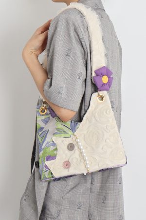 Mini Cute Chiffon Cat Underarm Crossbody Bag in Purple Iris - Spring Summer Fashion Accessory for Trendy Outfits