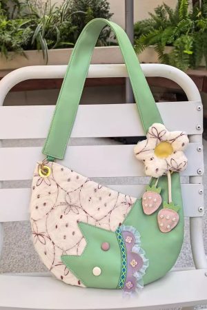 Mini Cute Chiffon Strawberry Crossbody Bag for Spring Summer - Adorable Cat Underarm Style Bag