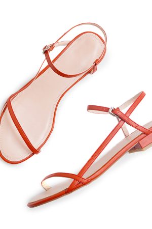 Minimalist Forest Style Genuine Leather Flat Sandals for College, Gentle Fairy Design Perfect with Skirts