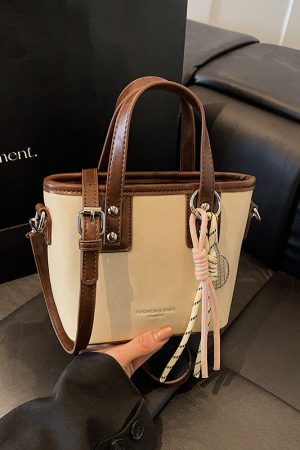 Minimalist High-End Color-Blocking Tote Bucket Bag for Women â€“ Trendy Versatile Shoulder Crossbody Handbag 2025