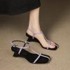 Minimalist One-Strap Hollow Mid-High Heel Sandals for Women - Chic Niche Design, Fashionable Slim Fit