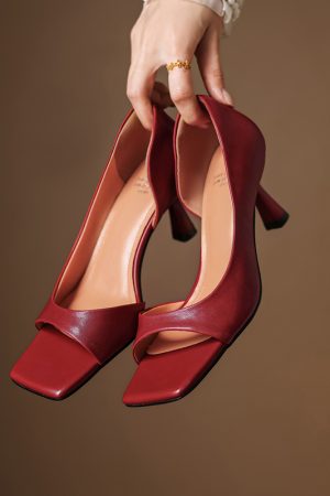 Minimalist Open-Toe Slim-Fit Genuine Leather Side-Cut Stiletto High-Heeled Sandals for Women - Versatile Fashion Footwear