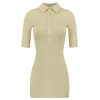 Minimalist Polo Collar Elastic Short-Sleeve Dress - Chic Casual Style for Effortless Elegance