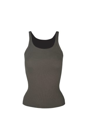 Minimalist Ribbed Slim Fit Elastic Strap Top - Chic Casual Wear for Effortless Style, Perfect for 90s and Y2K Fashion Lovers