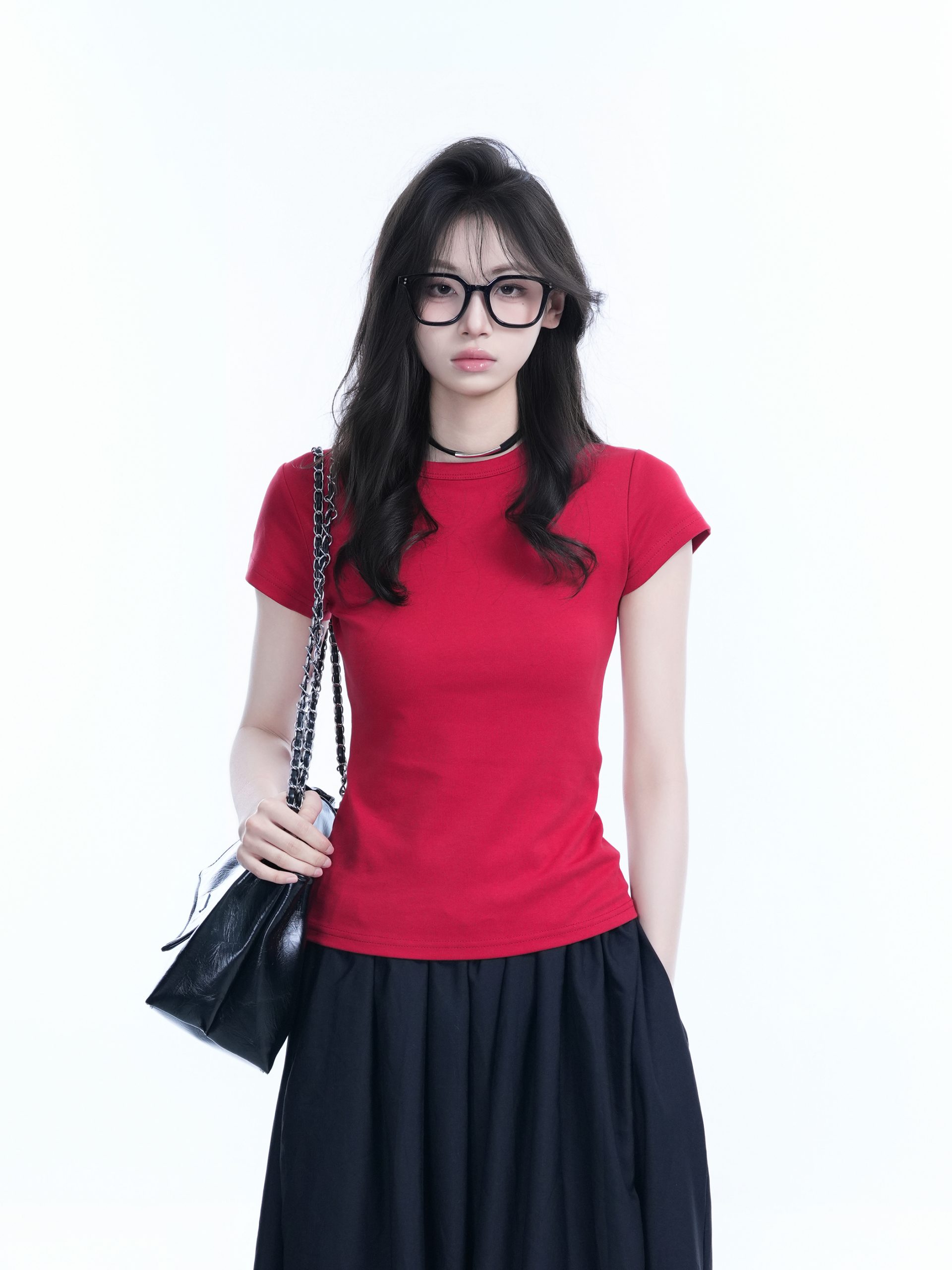 Minimalist Solid Color Short-Sleeve T-Shirt for Women - Slim Fit, Waist-Cinching Flattering Base Top, Perfect for Y2K Style Minimalist Solid Color Short-Sleeve T-Shirt for Women - Slim Fit, Waist-Cinching Flattering Base Top, Perfect for Y2K Style