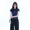 Minimalist Solid Color Short-Sleeve T-Shirt for Women - Slim Fit, Waist-Cinching Flattering Base Top, Perfect for Y2K Style
