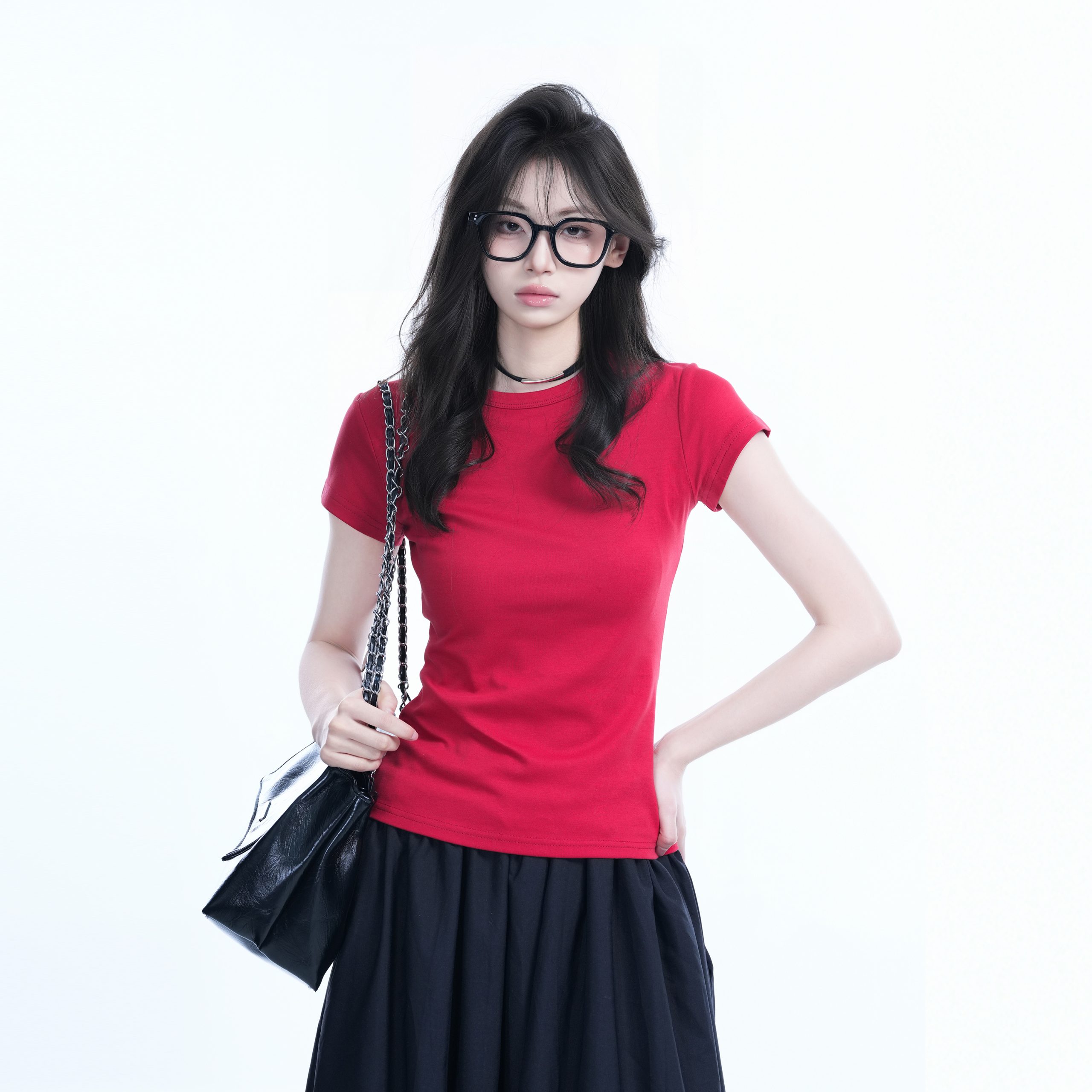 Minimalist Solid Color Short-Sleeve T-Shirt for Women - Slim Fit, Waist-Cinching Flattering Base Top, Perfect for Y2K Style Minimalist Solid Color Short-Sleeve T-Shirt for Women - Slim Fit, Waist-Cinching Flattering Base Top, Perfect for Y2K Style