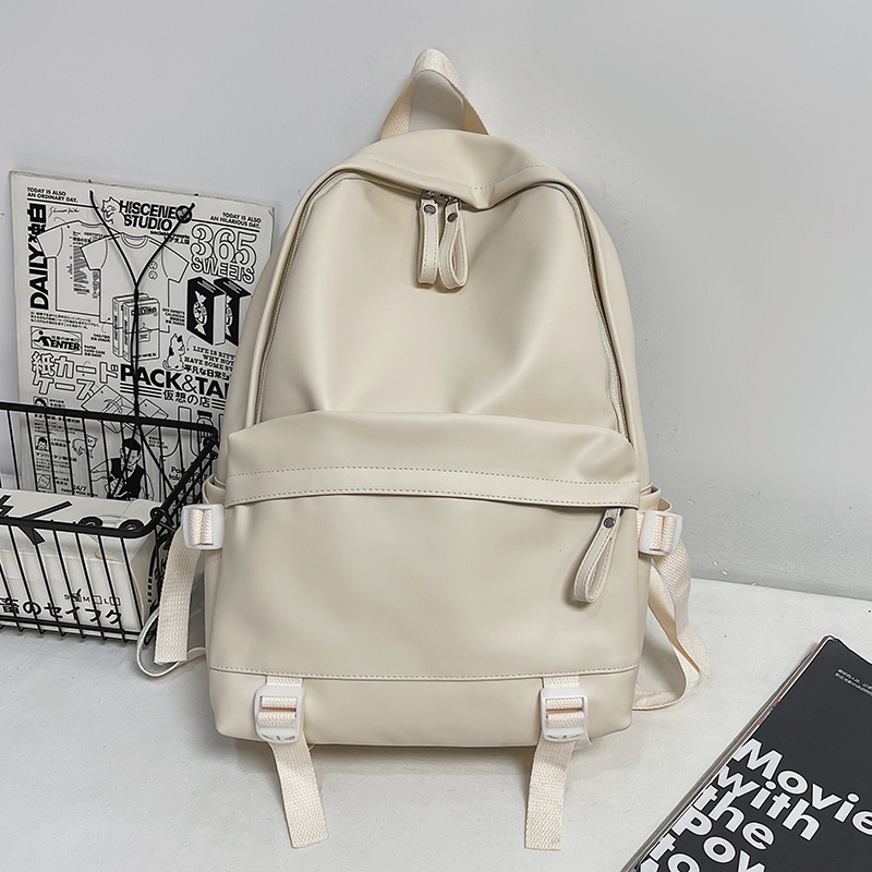 Minimalist Solid Color Soft Leather Waterproof Backpack for Women | Stylish College & High School Students Minimalist Solid Color Soft Leather Waterproof Backpack for Women | Stylish College & High School Students