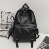 Minimalist Solid Color Soft Leather Waterproof Backpack for Women | Stylish College & High School Students