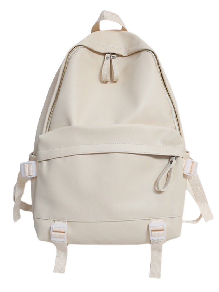 Minimalist Solid Color Soft Leather Waterproof Backpack for Women | Stylish College & High School Students Minimalist Solid Color Soft Leather Waterproof Backpack for Women | Stylish College & High School Students