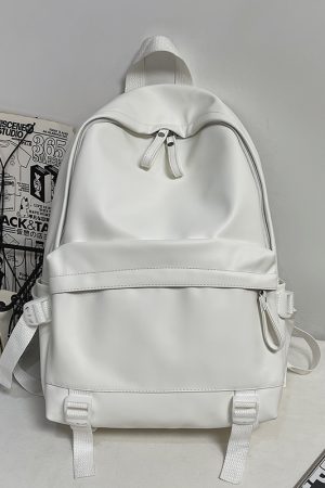 Minimalist Solid Color Soft Leather Waterproof Backpack for Women | Stylish College & High School Students