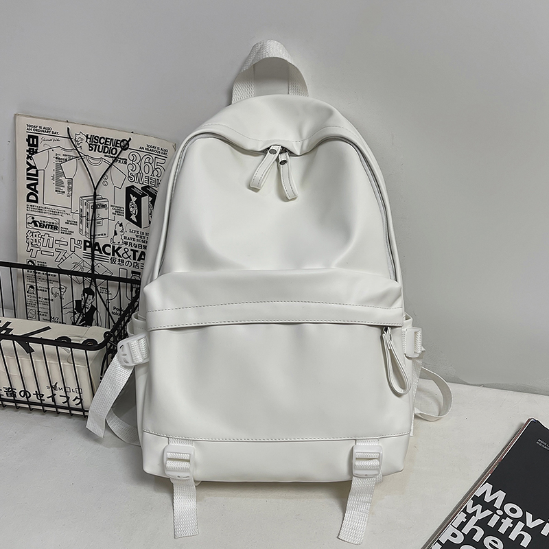 Minimalist Solid Color Soft Leather Waterproof Backpack for Women | Stylish College & High School Students Minimalist Solid Color Soft Leather Waterproof Backpack for Women | Stylish College & High School Students