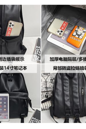 Minimalist Solid Color Soft Leather Waterproof Backpack for Women | Stylish College & High School Students