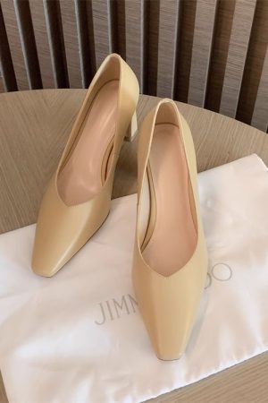 Minimalist Square-Toe V-Cut Chunky Heel Flats | Soft-Soled Elegant Grandma Shoes for Chic Style